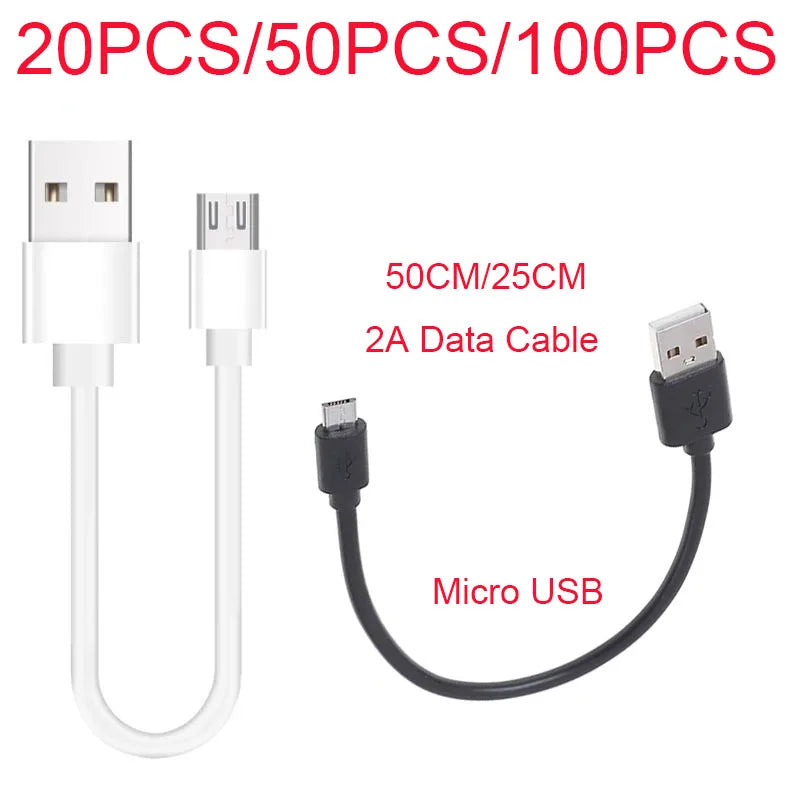 Short Micro USB Fast Charging Data Cable – Bulk Multi-Pack for Android Devices