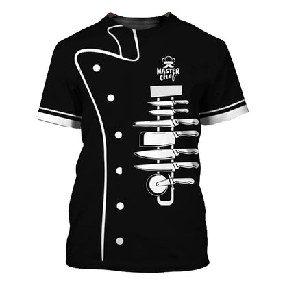 Short Sleeve 3D Print Chef Uniform