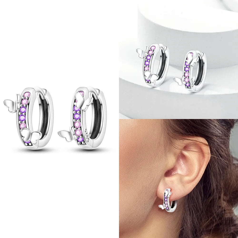 925 Sterling Silver Dancing Bee Hoop Earrings – Cute Enamel Zircon Jewelry