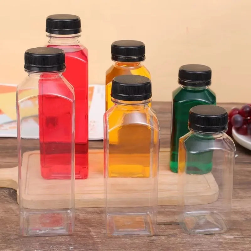 150-500ML Empty Plastic Drink Containers with Black Screw Caps
