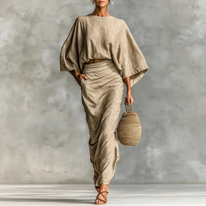 Long Sleeve Turtleneck Top + Maxi Skirt Set