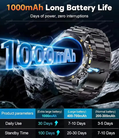 Military Smart Watch 1000Mah Battery
