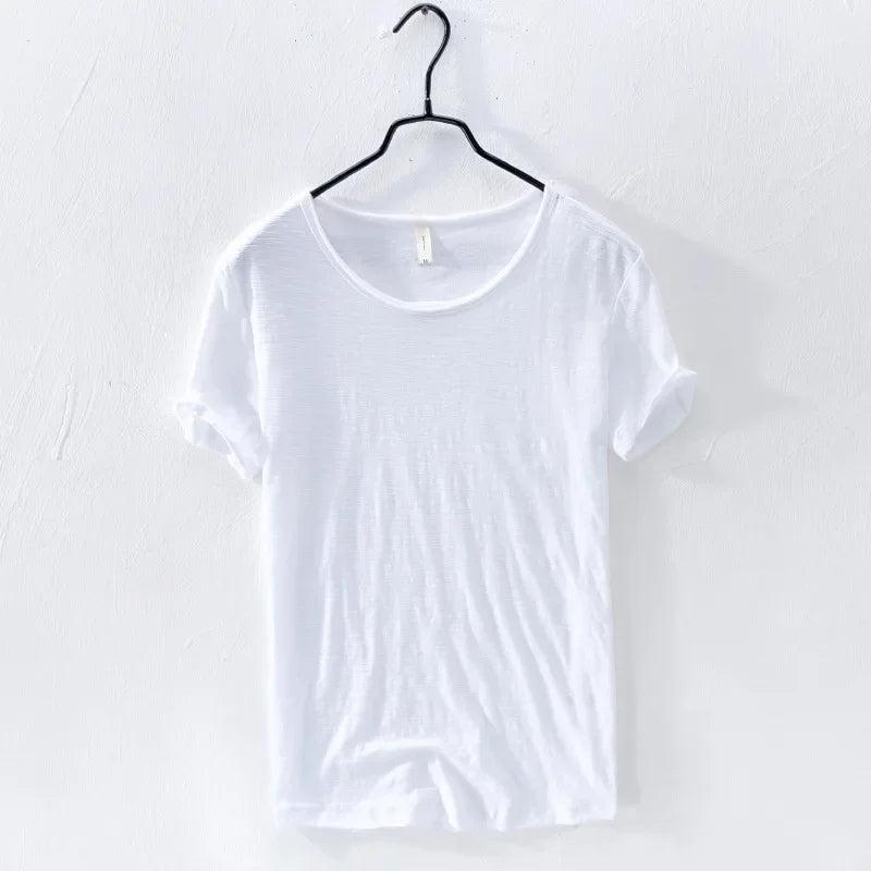 Retro Raw Edge Men's Cotton Slim-Fit T-Shirt