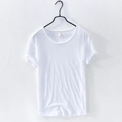 Retro Raw Edge Men's Cotton Slim-Fit T-Shirt