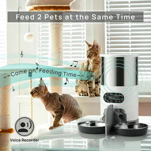 Smart APP Controlled Stainless Steel Double Meal Feeding Dispenser
