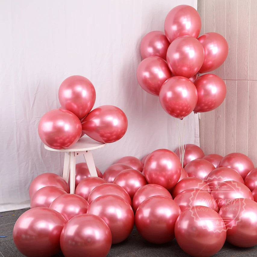50-Pack Metallic Chrome Latex Balloons - Ultra-Gloss Party Decor