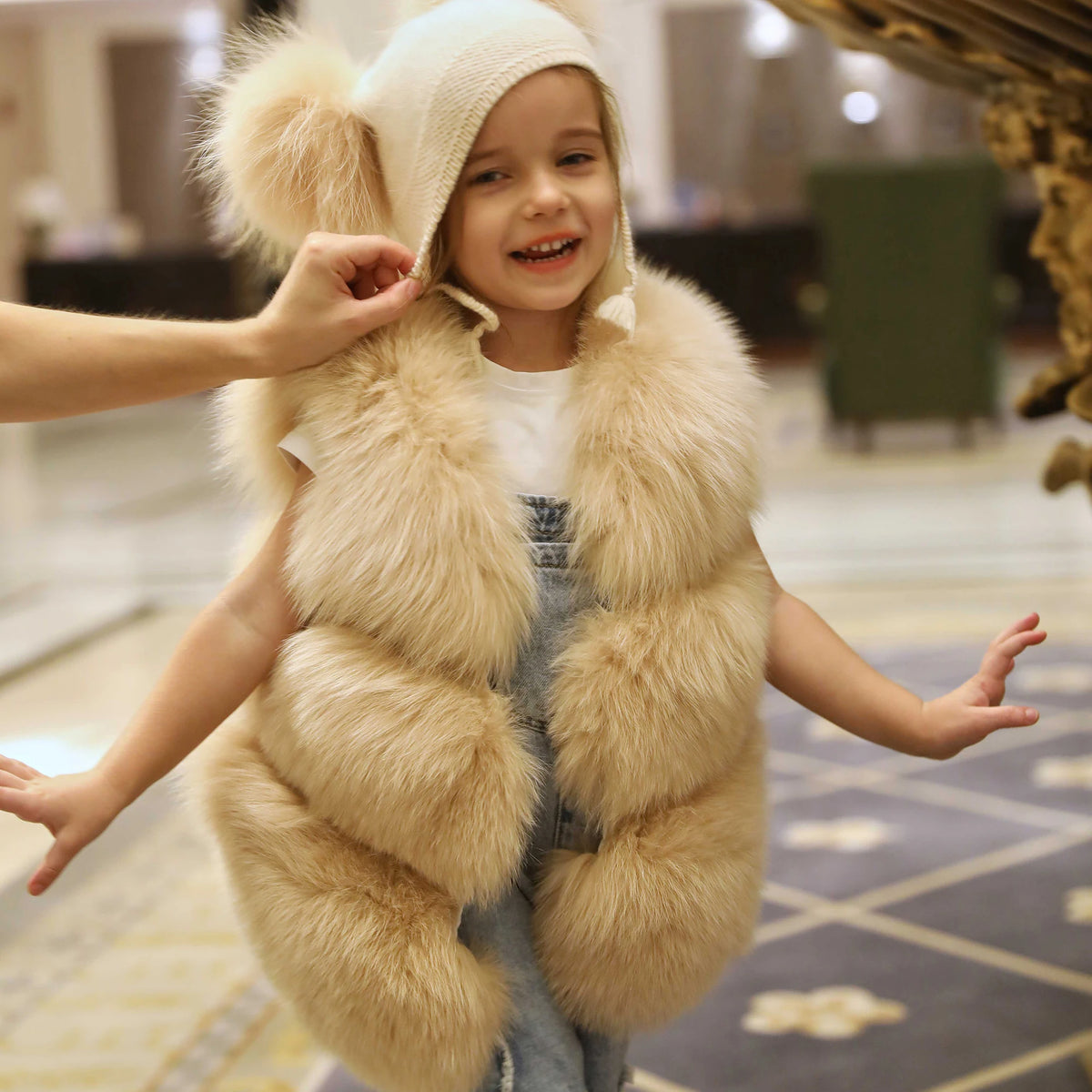Girls' Genuine Fox Fur Vest - High-End Winter Gilet