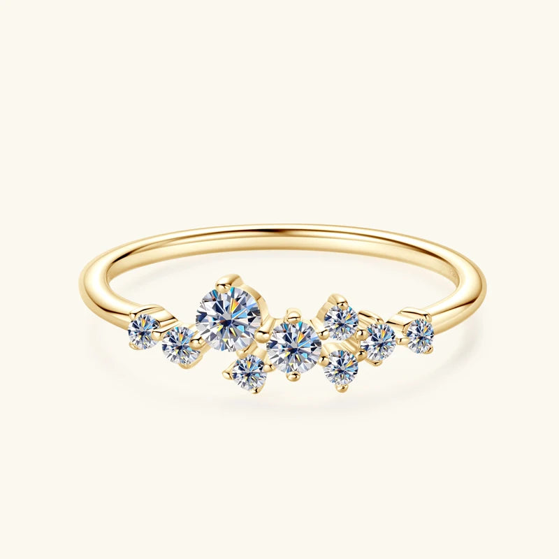 Anziw Real S925 Ring Cluster Moissanite Sterling Silver Ring