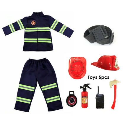Kids Firefighter Cosplay Costume & Toy Accessories Set