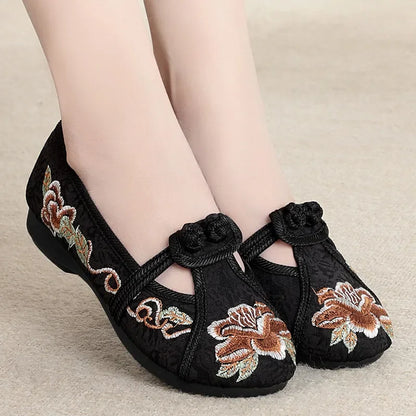 Retro Embroidered Anti-Skid Ballet Shoes