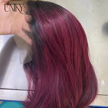 Red Straight Bob T-Part Human Hair Wig