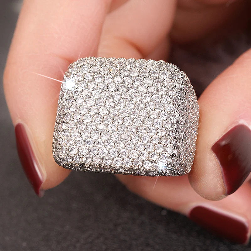 Huitan Square Shaped Ring with Shining Cubic Zirconia