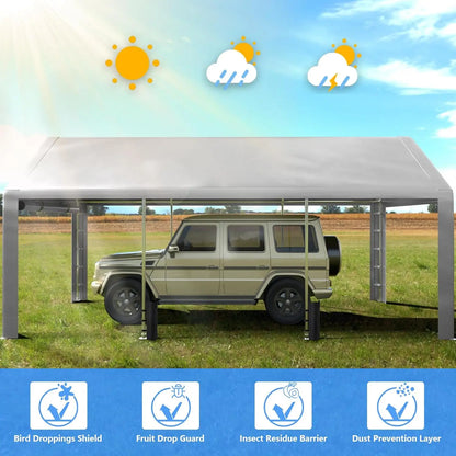 10x20 Heavy Duty Garage with Removable Sidewalls Roll-up Windows