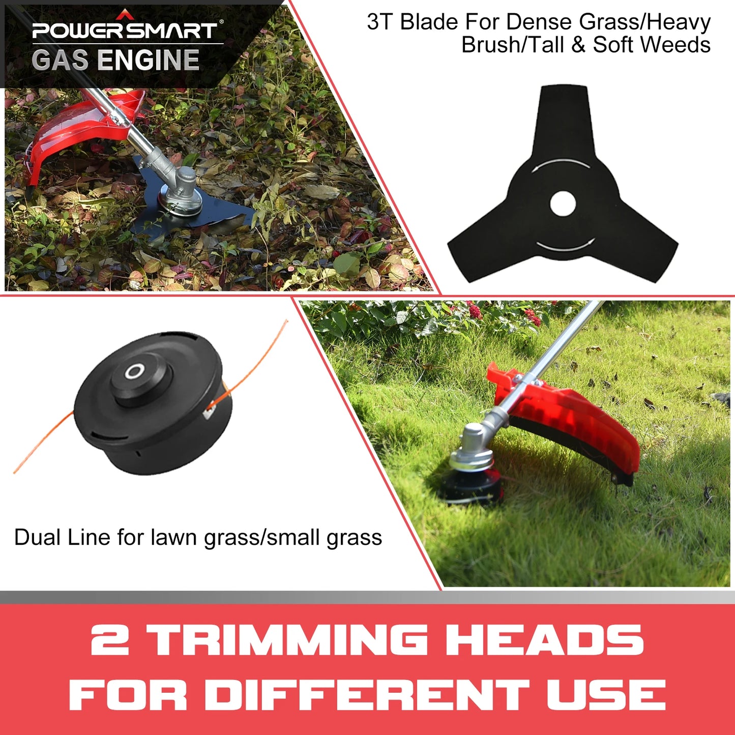 Powersmart 25.4cc 16" Gas String Trimmer & Edger