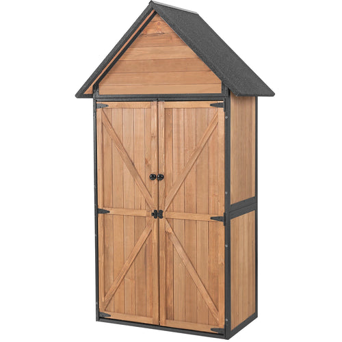 Outdoor Storage Shed Cabinet with Metal Frame for Stability