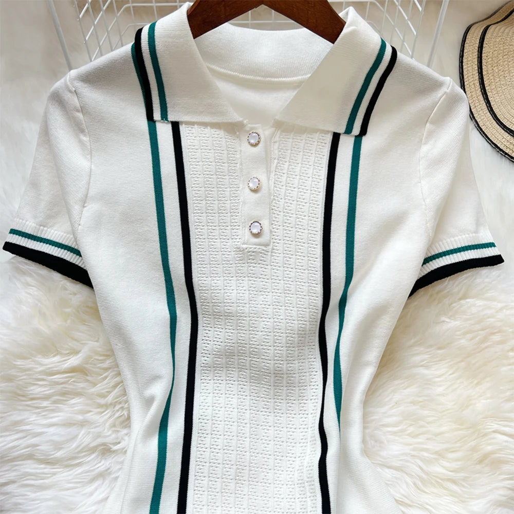 YuooMuoo Women's Knitted Ruffled Short-Sleeve Mini Party Dress