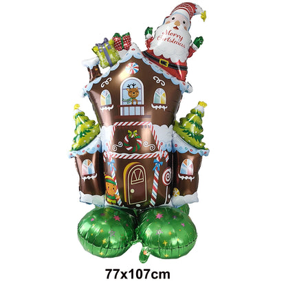 Large Standing 4D Foil Christmas Balloon - Inflatable Holiday Decor with Base