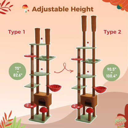 Floor to Ceiling Adjustable Cat Tree Tower with Condo & Scratching Post