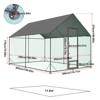 Heavy Duty Outdoor Metal Chicken Coop & Poultry Run