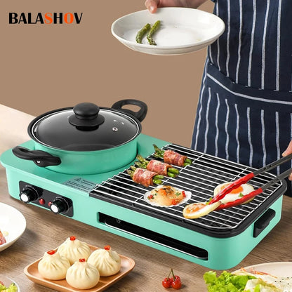 Multifunctional Electric Grills 3-in-1 Smokeless Korean BBQ Hot Pot