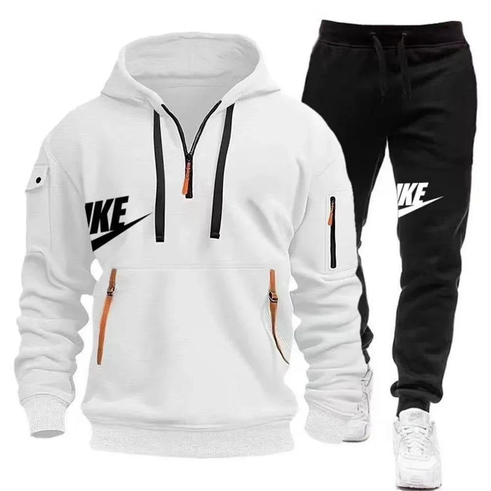 Warm Zippered Hoodie + Athletic Pants Set