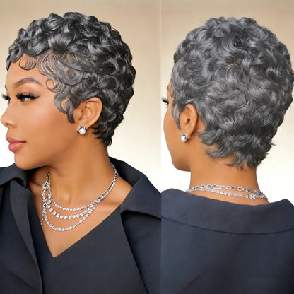 6-Inch Remy Human Hair Pixie Wig with Bangs
