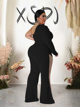 One Piece One Shoulder Single Sleeve Long Wide Foot Jumpsuit