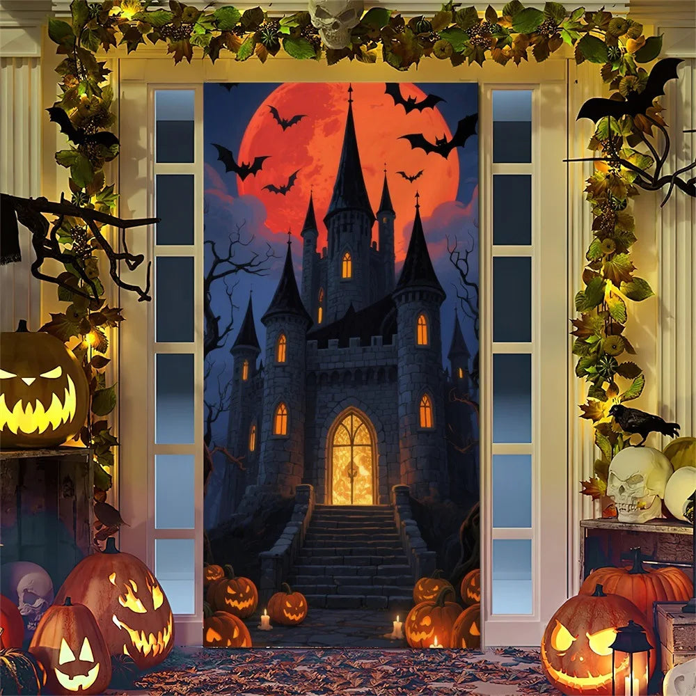 Spooky Ghostly Clown Door Curtain Backdrop