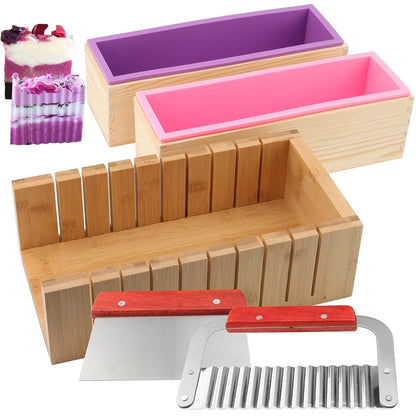 DIY Handmade Silicone Soap Making Kit with Wood Box & Cutters