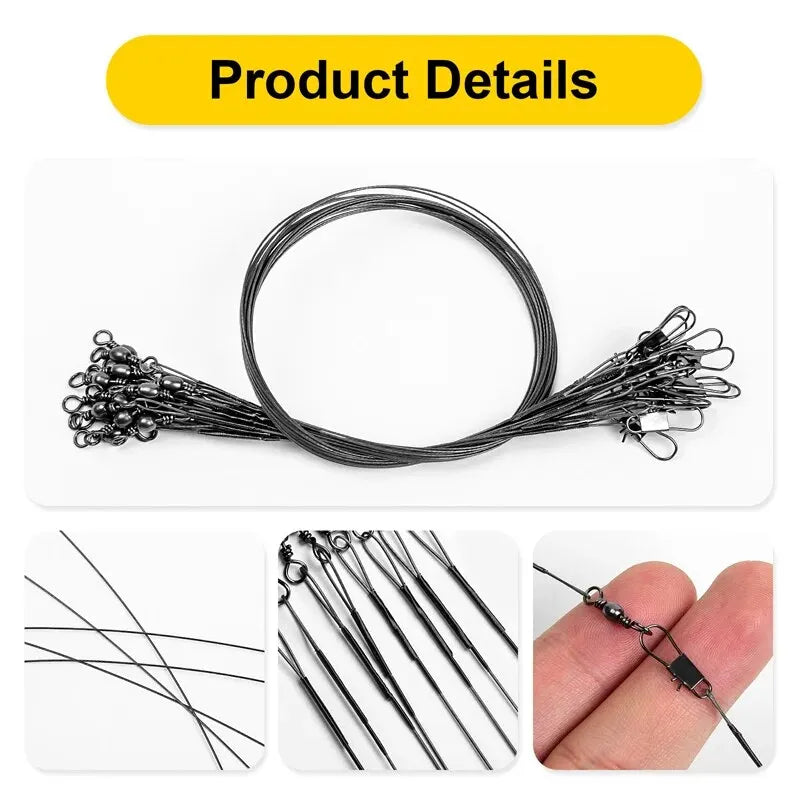 20PC Anti Bite Steel Wire Leader With Swivel