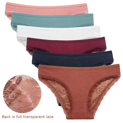 5-Pack Women's Low Rise Cotton Briefs with Lace Trim