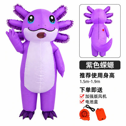 Inflatable Purple Axolotl Adult Costume - Halloween Cosplay & Party Outfit