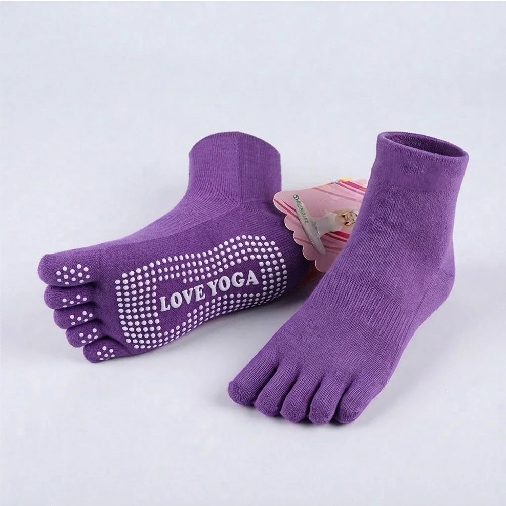 Women's Anti-Slip Cotton Five-Finger Yoga & Sports Toe Socks