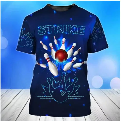 Vintage Strike Pin Graphic Bowling Shirt