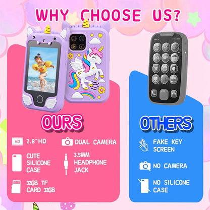 AMORUS Kids Smart Phone Toy with Dual Camera & MP3 Player