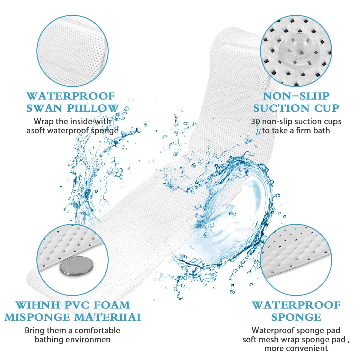 Full Body Non-slip Suction Cup Neck Rest Massage Pillow