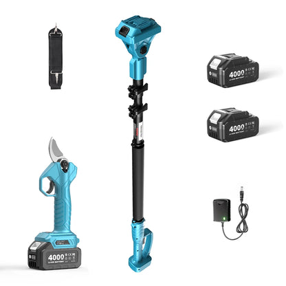 TaskStar 3-in-1 Telescoping Pole Pruner Electric Chainsaw w/2 4.0Ah Rechargeable Batteries