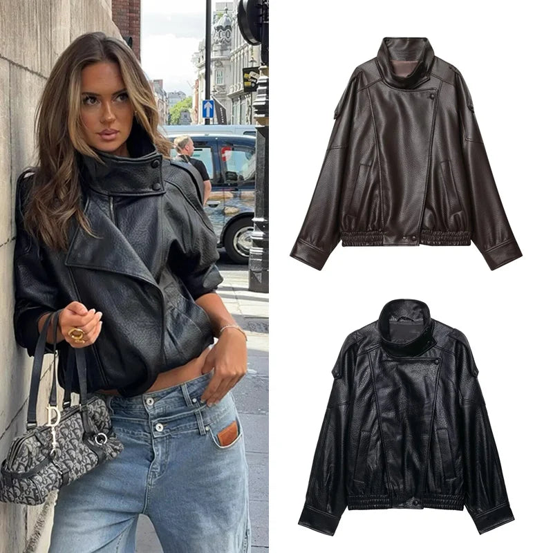 Women's Chic Faux Leather Jacket