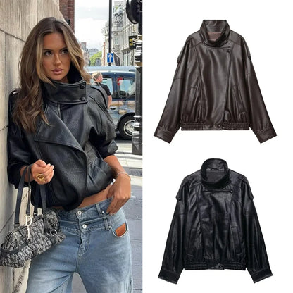 Women's Chic Faux Leather Jacket