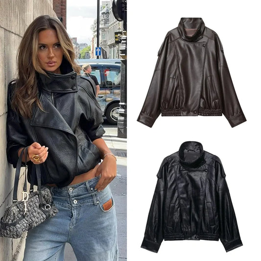 Women's Chic Faux Leather Jacket