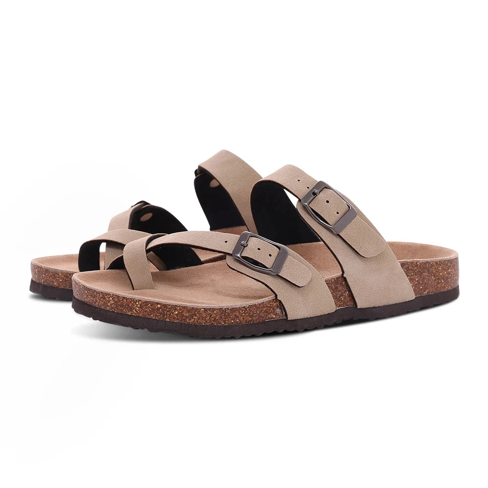 Litfun Leather Cork Slippers