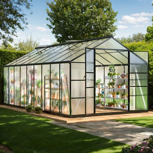 10X18FT Polycarbonate Greenhouse with Roof Vent
