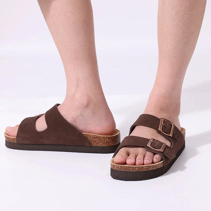 Litfun Leather Cork Slippers