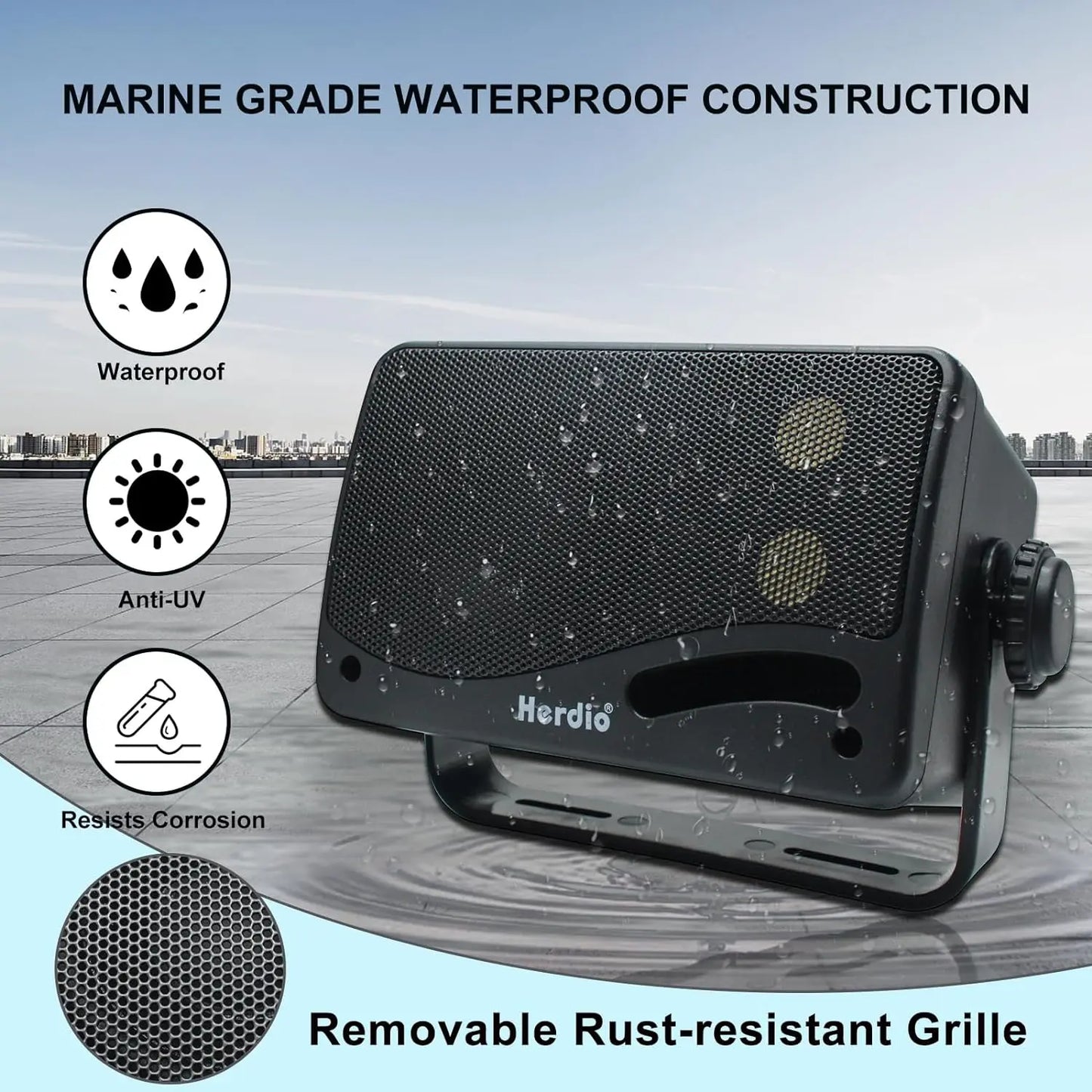 Herdio 3.5" Waterproof Indoor/Outdoor Wall Mount Speakers (Pair, 200W)