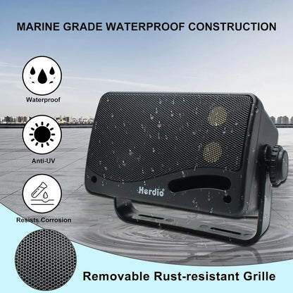 Herdio 3.5" Waterproof Indoor/Outdoor Wall Mount Speakers (Pair, 200W)