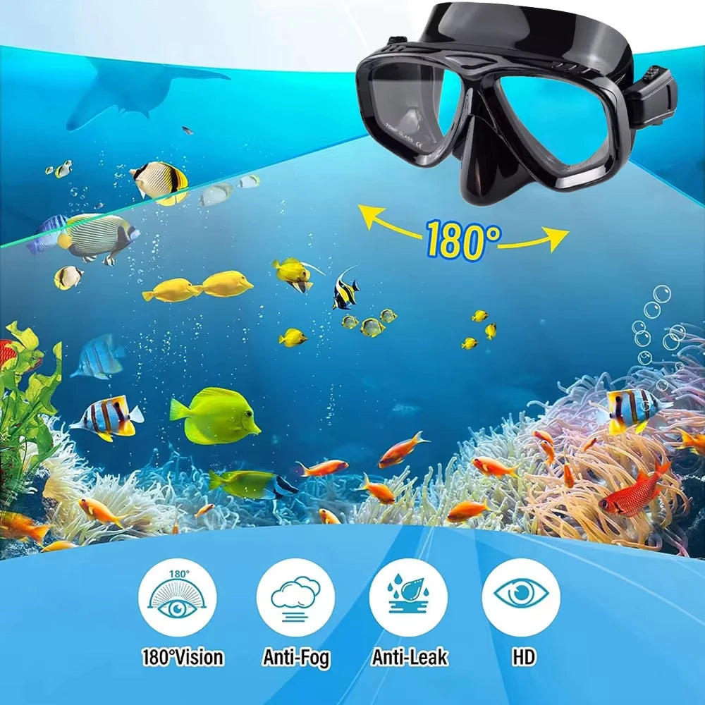 Myopia Prescription Snorkel & Diving Mask Set with Dry Top System