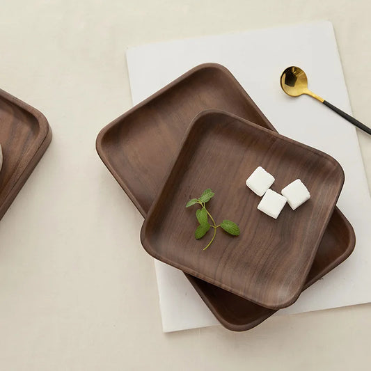 HeMu Walnut Beech Whole Wooden Japanese Dining Tray