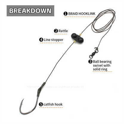 Single Hook with Rattle Catish Rigs