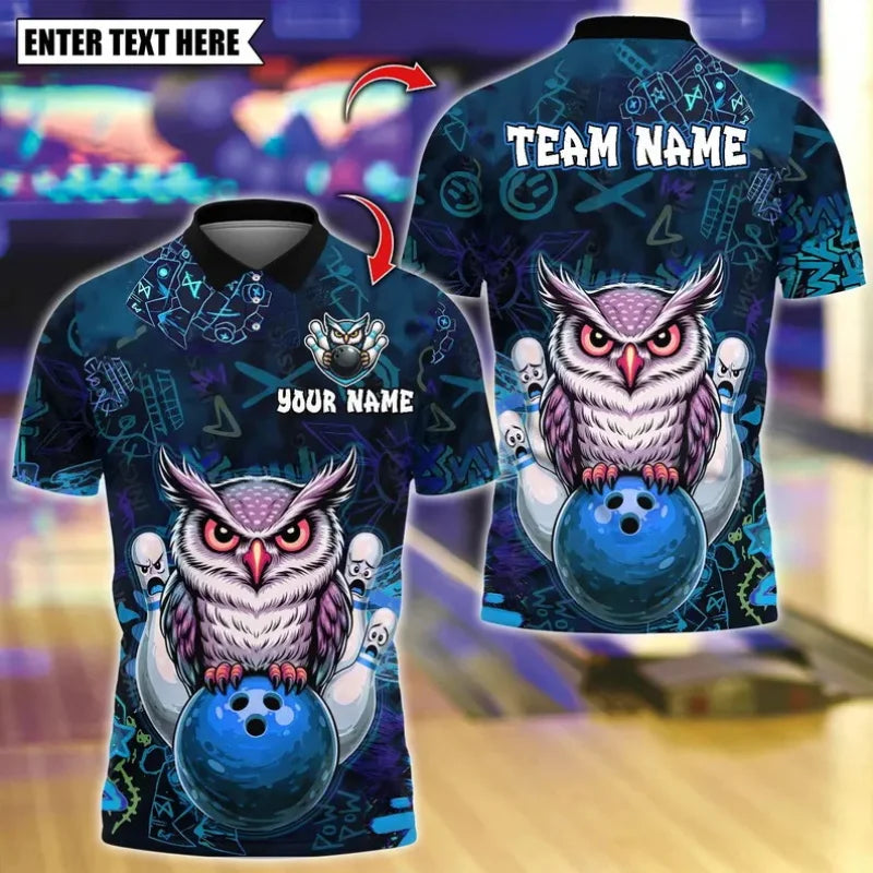 Men's Custom Name Tough Penguin Bowling Polo Shirt