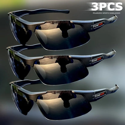3Pcs Polarized Half-Rim Sports Sunglasses Set